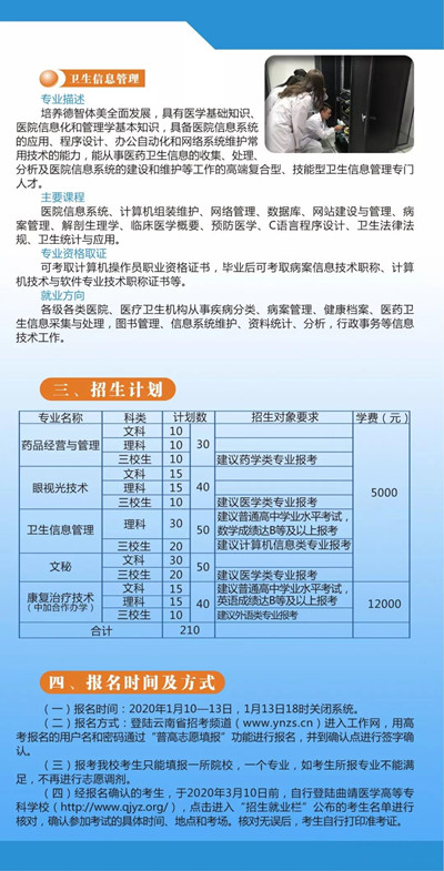 曲靖醫(yī)學(xué)高等?？茖W(xué)校2020年單獨(dú)考試招生簡章