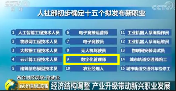 央視欽點(diǎn)！新職業(yè)——數(shù)字化管理師成為搶手“金餑餑”！