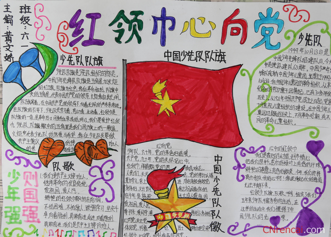 紅領(lǐng)巾心向黨手抄報內(nèi)容2016